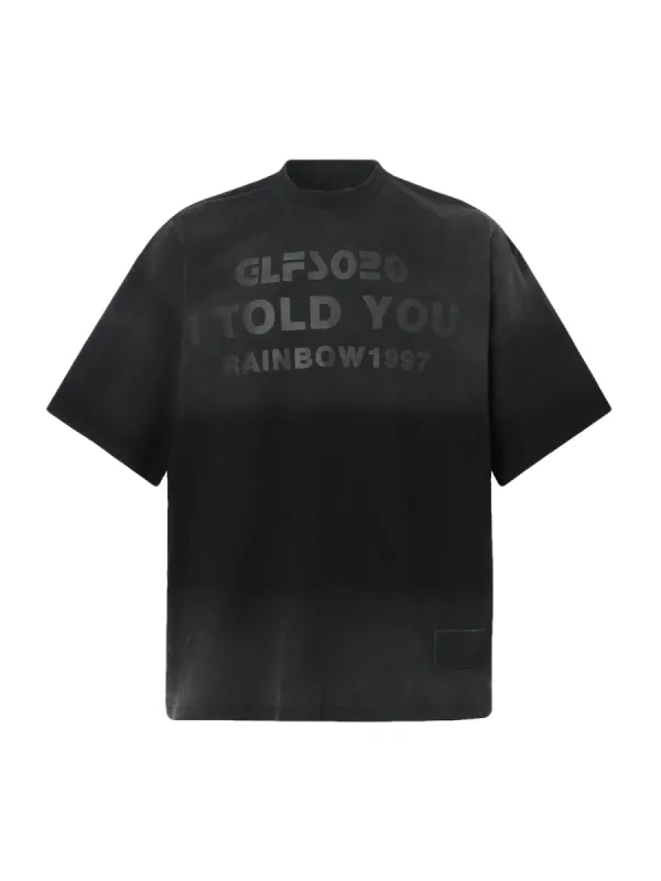 Distressed Gradient Lettering Print T-shirt sold by Thesupermade