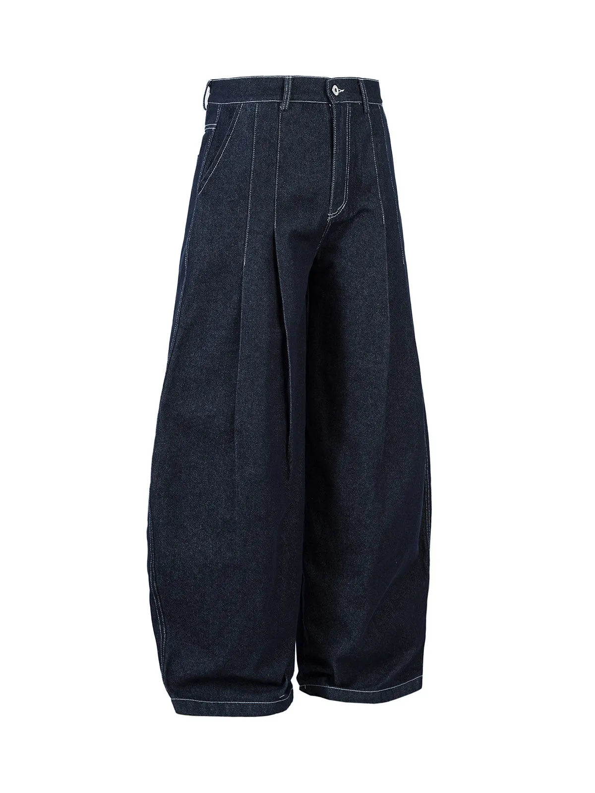 Deconstructed Contrast Stitching Pleated Baggy Barrel Jeans - 2343 sold by Thesupermade product image thumbnail 3