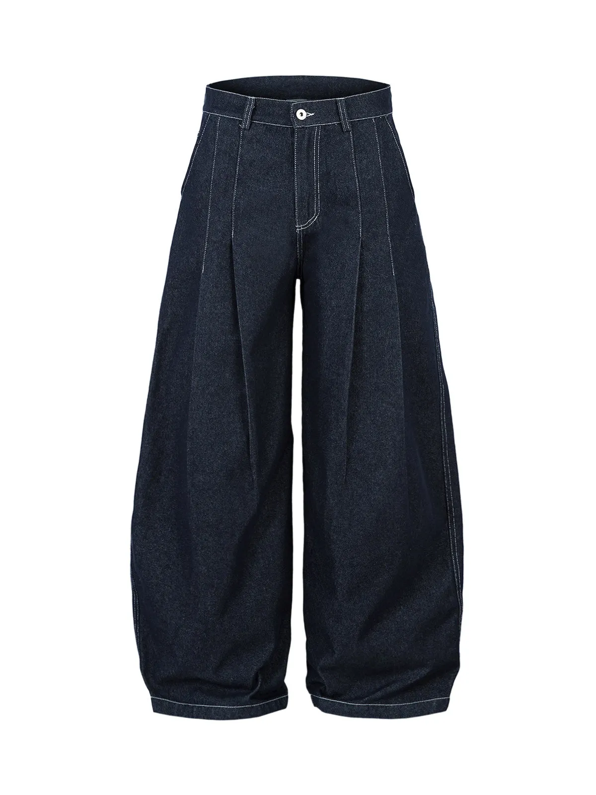 Deconstructed Contrast Stitching Pleated Baggy Barrel Jeans - 2343 sold by Thesupermade