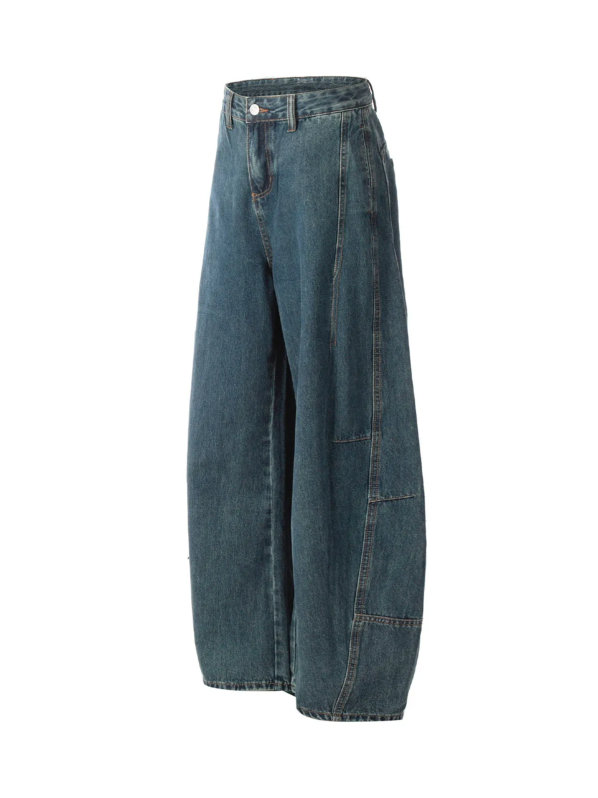 Washed Deconstructed Split Scimitar Baggy Barrel Jeans sold by Thesupermade product image thumbnail 3
