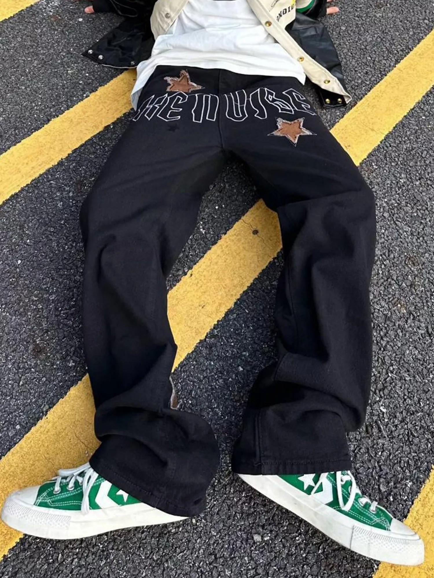 Thesupermade American High Street Patchwork Star Embroidered Jeans sold by Thesupermade product image thumbnail 5