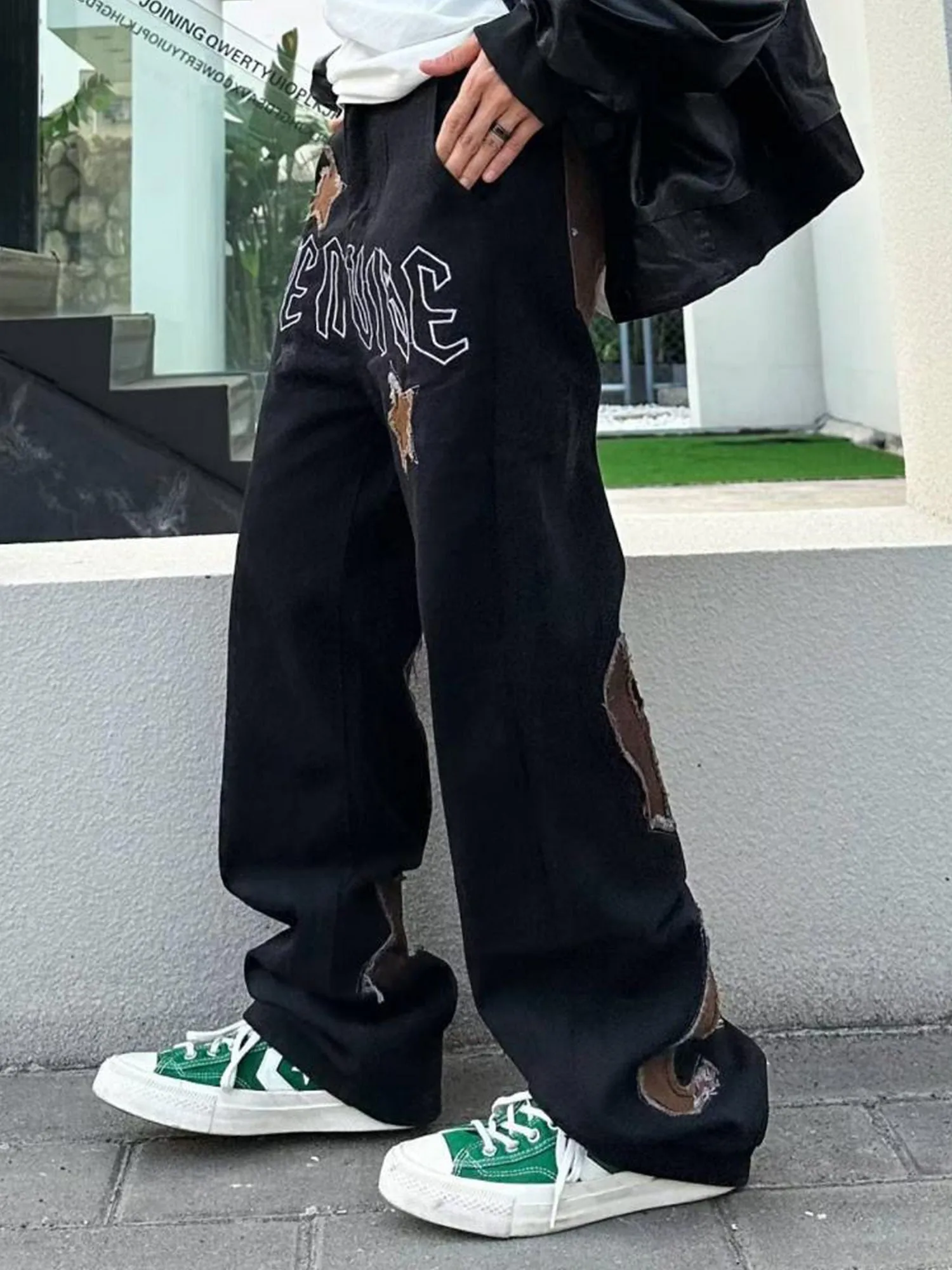 Thesupermade American High Street Patchwork Star Embroidered Jeans sold by Thesupermade product image thumbnail 3