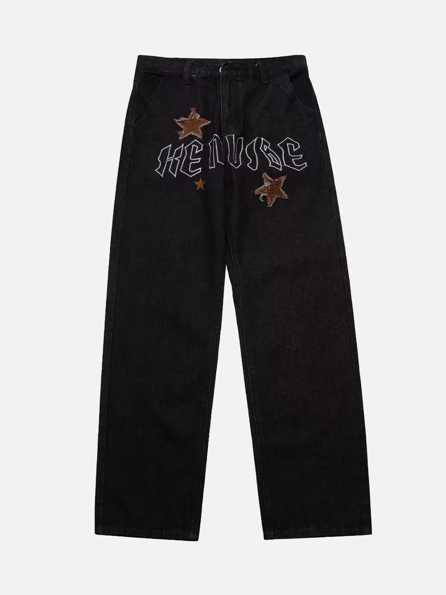 Thesupermade American High Street Patchwork Star Embroidered Jeans sold by Thesupermade