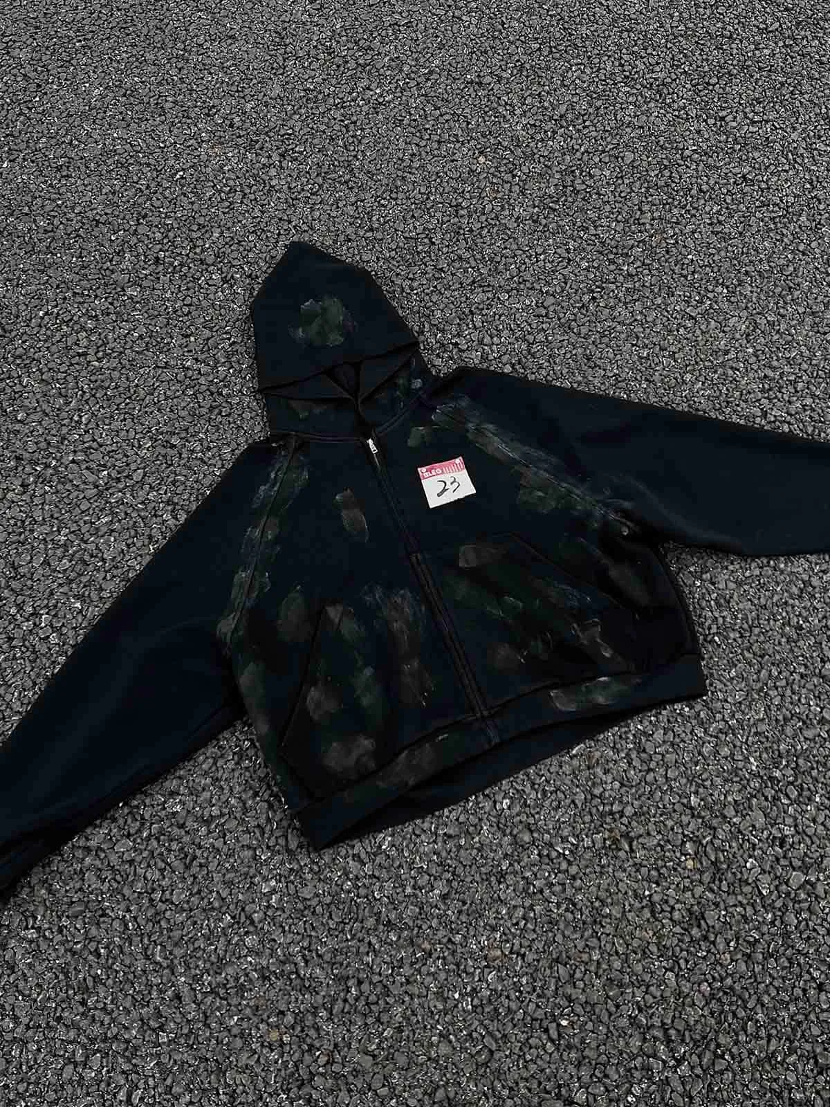 Distressed Calendar Patchwork Cardigan Hoodie sold by Thesupermade product image thumbnail 3