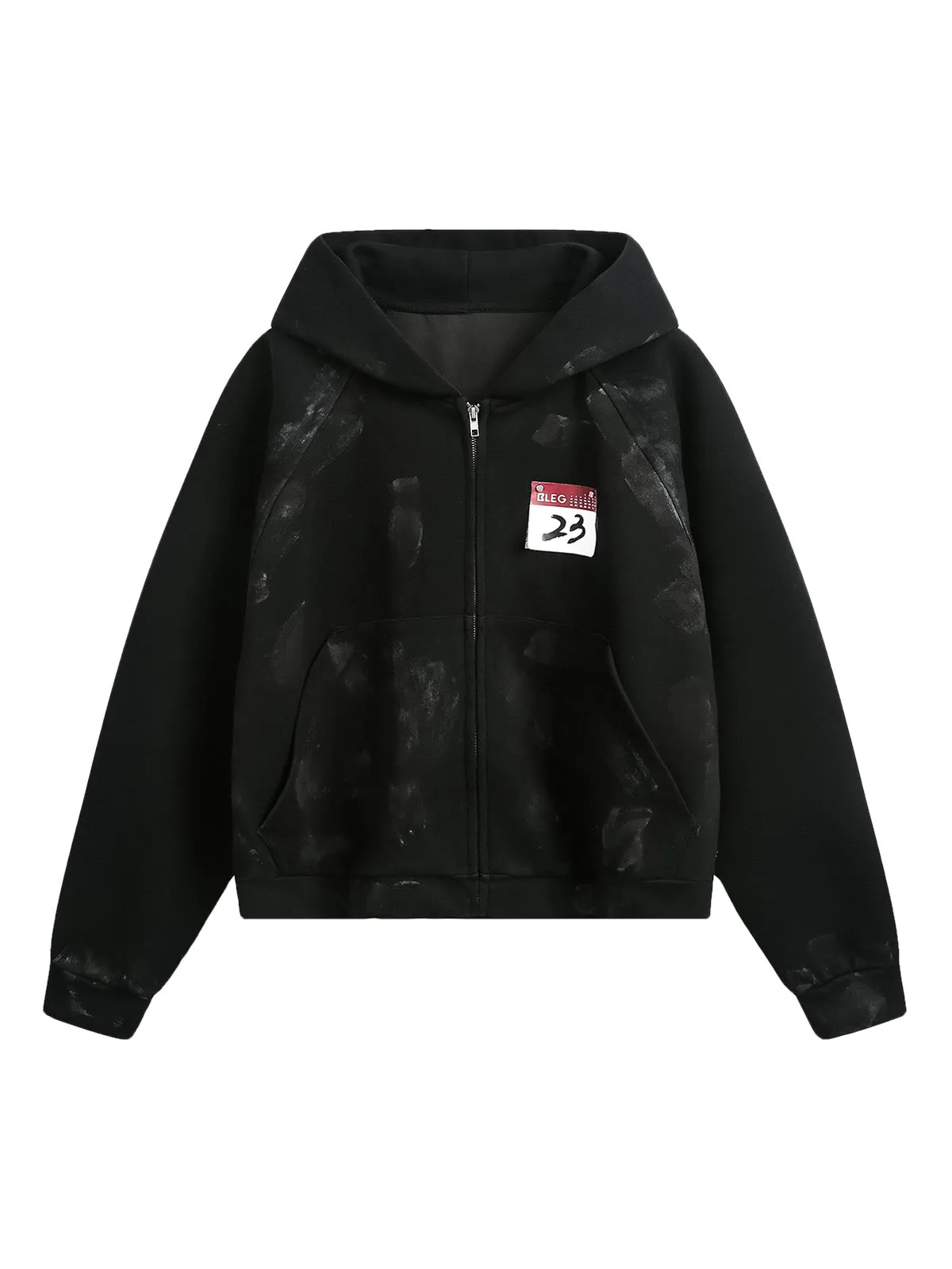 Distressed Calendar Patchwork Cardigan Hoodie sold by Thesupermade