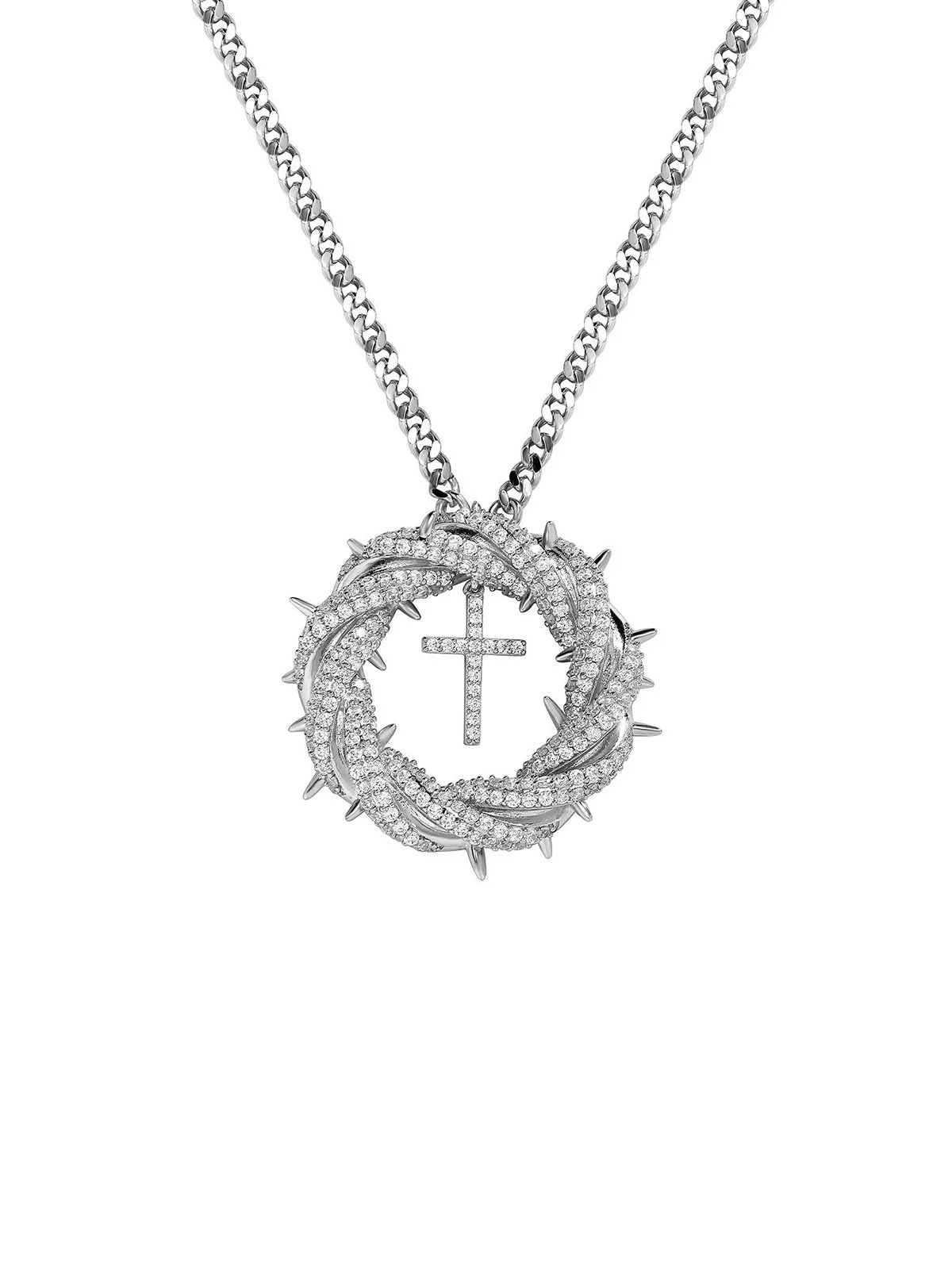 Twisted Cross Zircon Pendant Copper Necklace sold by Thesupermade product image thumbnail 5