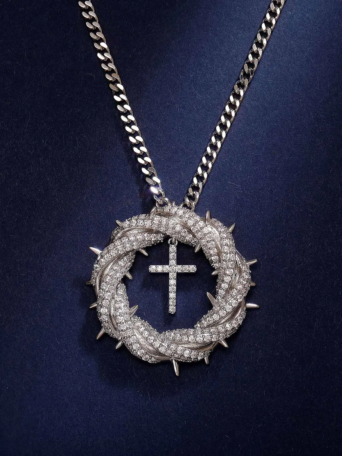 Twisted Cross Zircon Pendant Copper Necklace sold by Thesupermade product image thumbnail 4