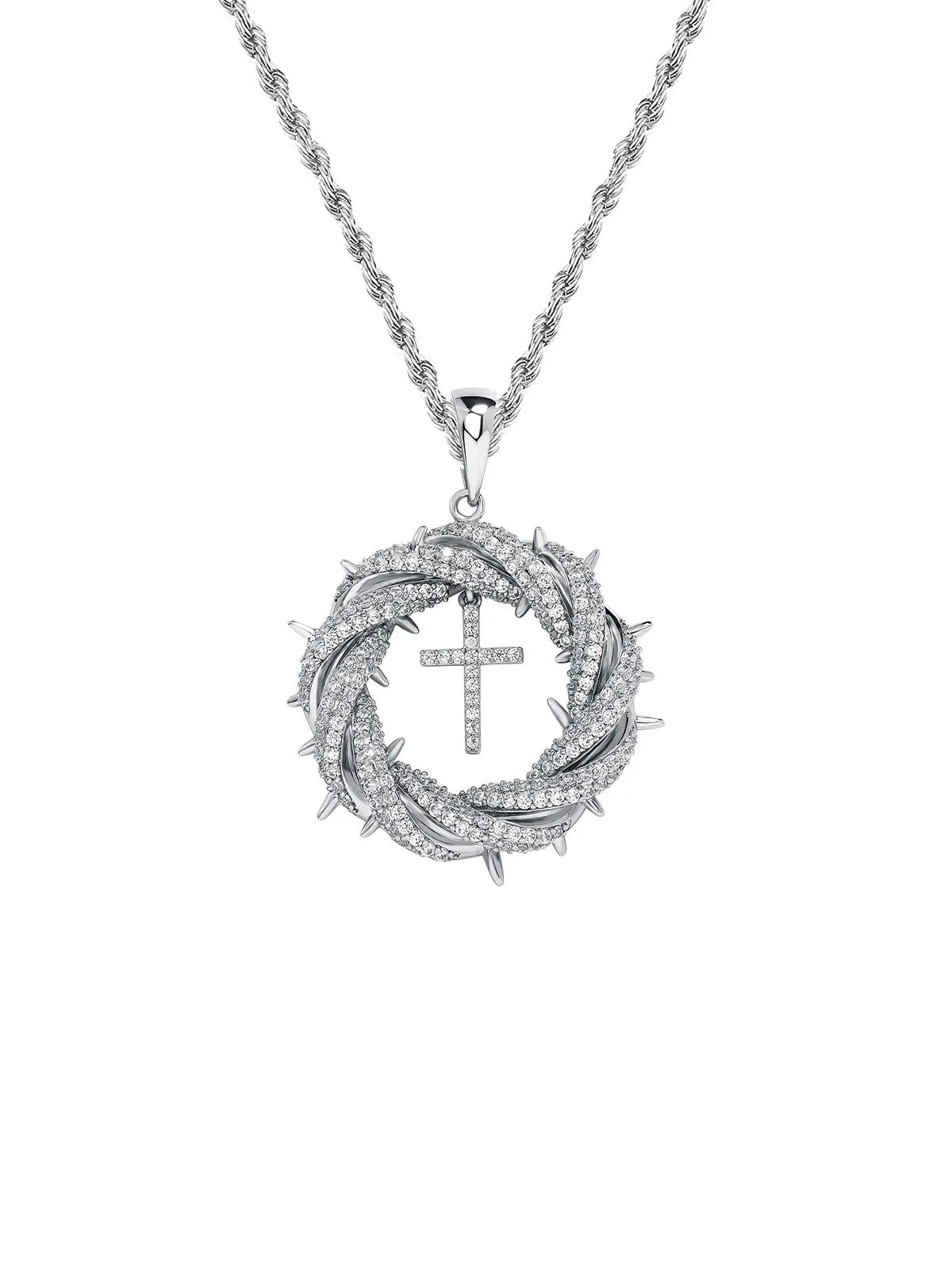 Twisted Cross Zircon Pendant Copper Necklace sold by Thesupermade