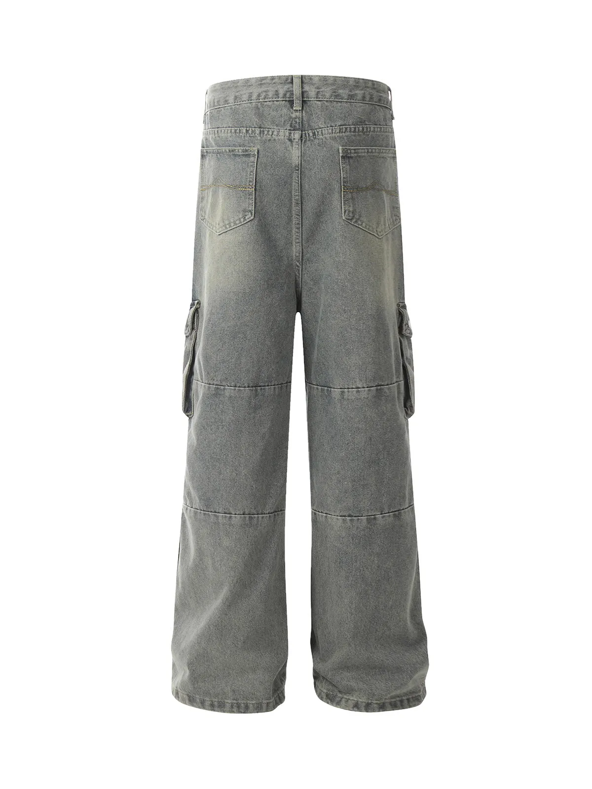 Distressed Washed Multi-Pocket Cargo Jeans sold by Thesupermade product image thumbnail 3