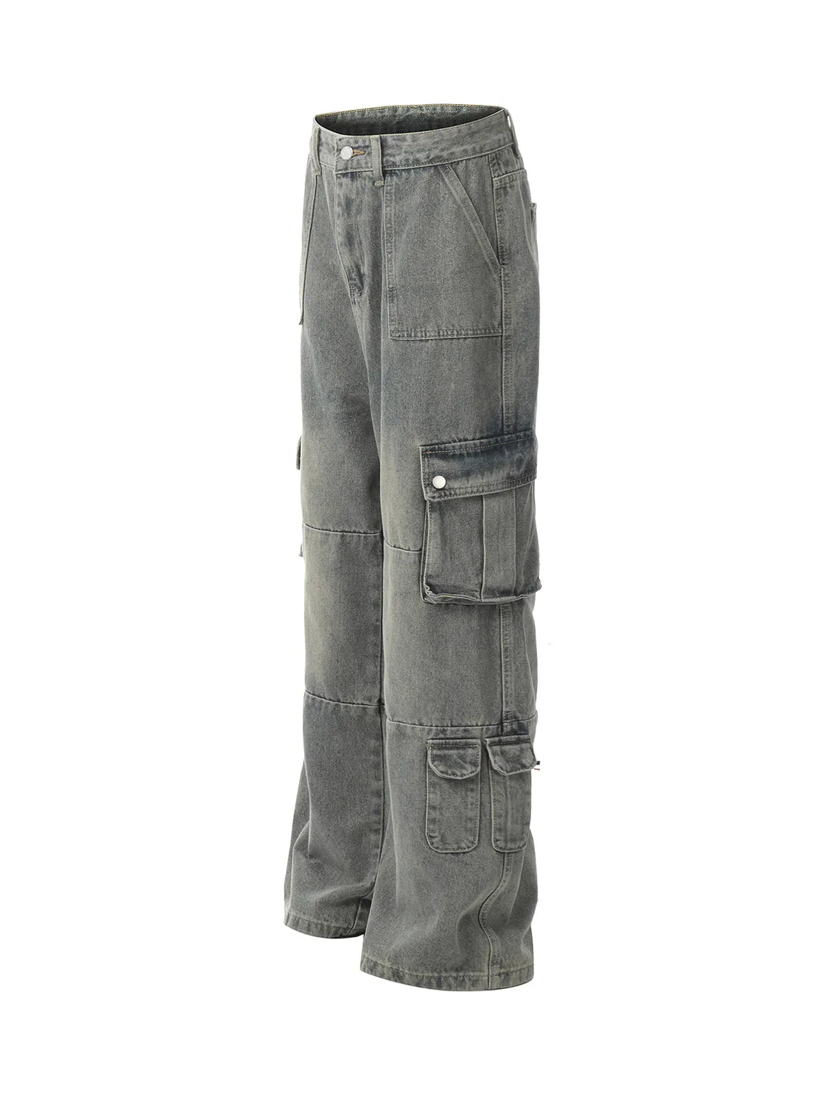 Distressed Washed Multi-Pocket Cargo Jeans sold by Thesupermade product image thumbnail 5