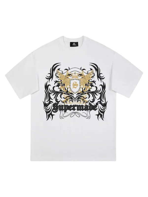 Crown Print Studded Short Sleeve T-shirt sold by Thesupermade