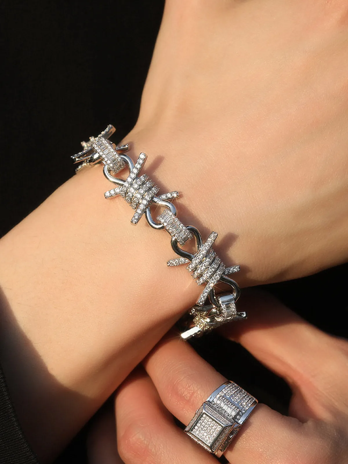 Punk Style Knot Hotfix Rhinestone Bracelet sold by Thesupermade product image thumbnail 3