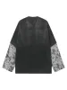 Washed Faux Two-Piece Racing Long Sleeve T-shirt sold by Thesupermade