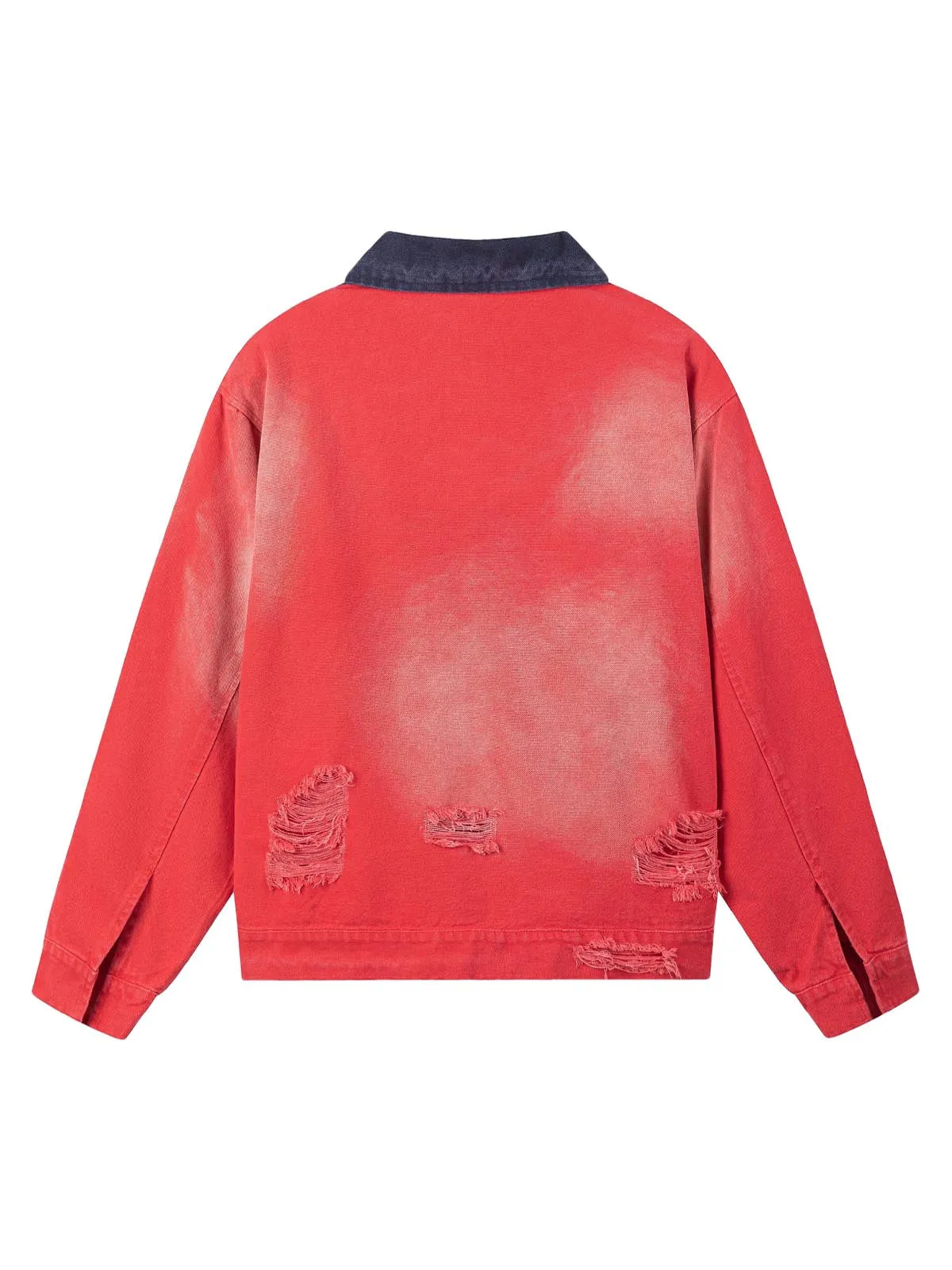 Retro Ripped Washed Contrast Color Work Jacket sold by Thesupermade product image thumbnail 3