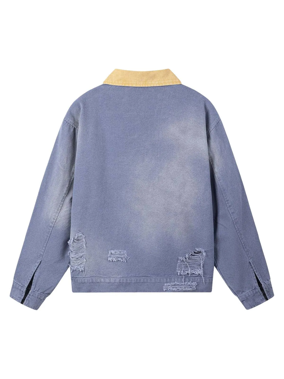 Retro Ripped Washed Contrast Color Work Jacket sold by Thesupermade product image thumbnail 4