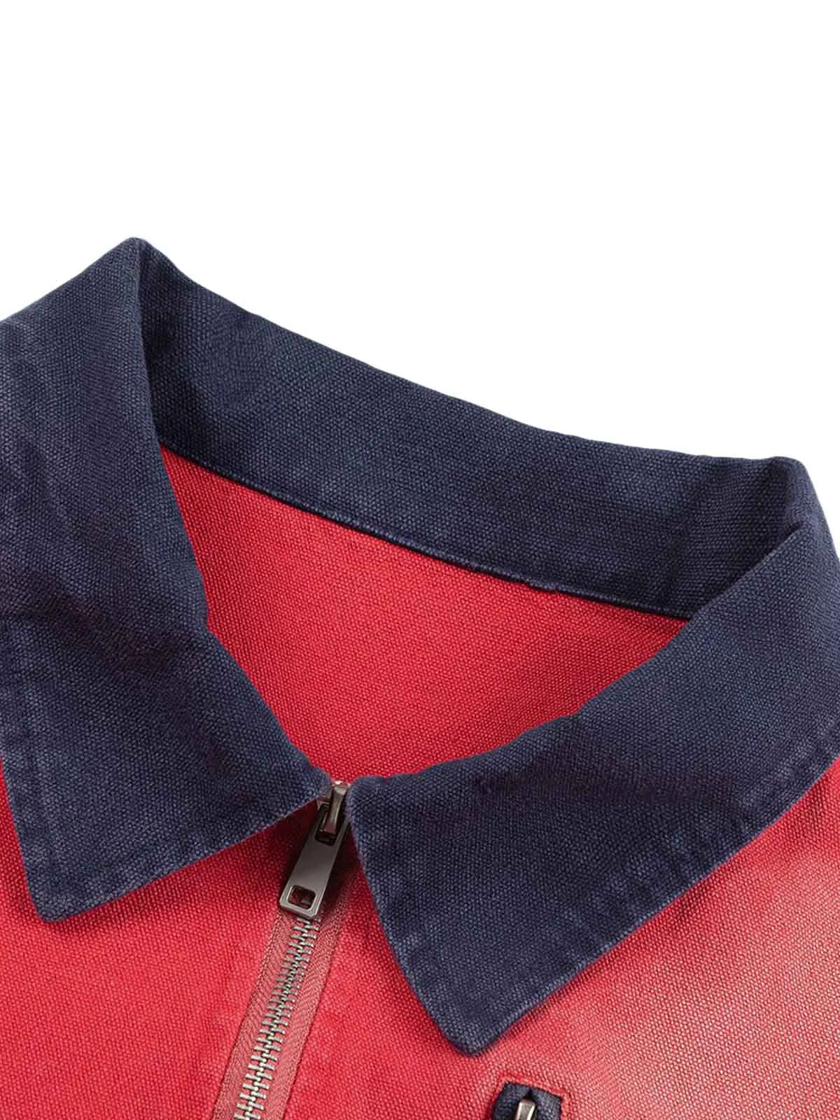 Retro Ripped Washed Contrast Color Work Jacket sold by Thesupermade product image thumbnail 5