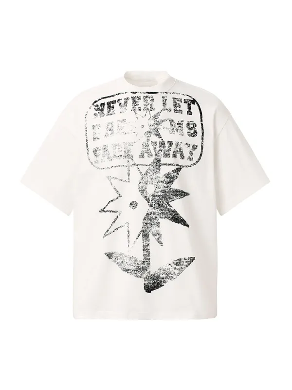 Distressed Fun Print Crew Neck T-shirt sold by Thesupermade