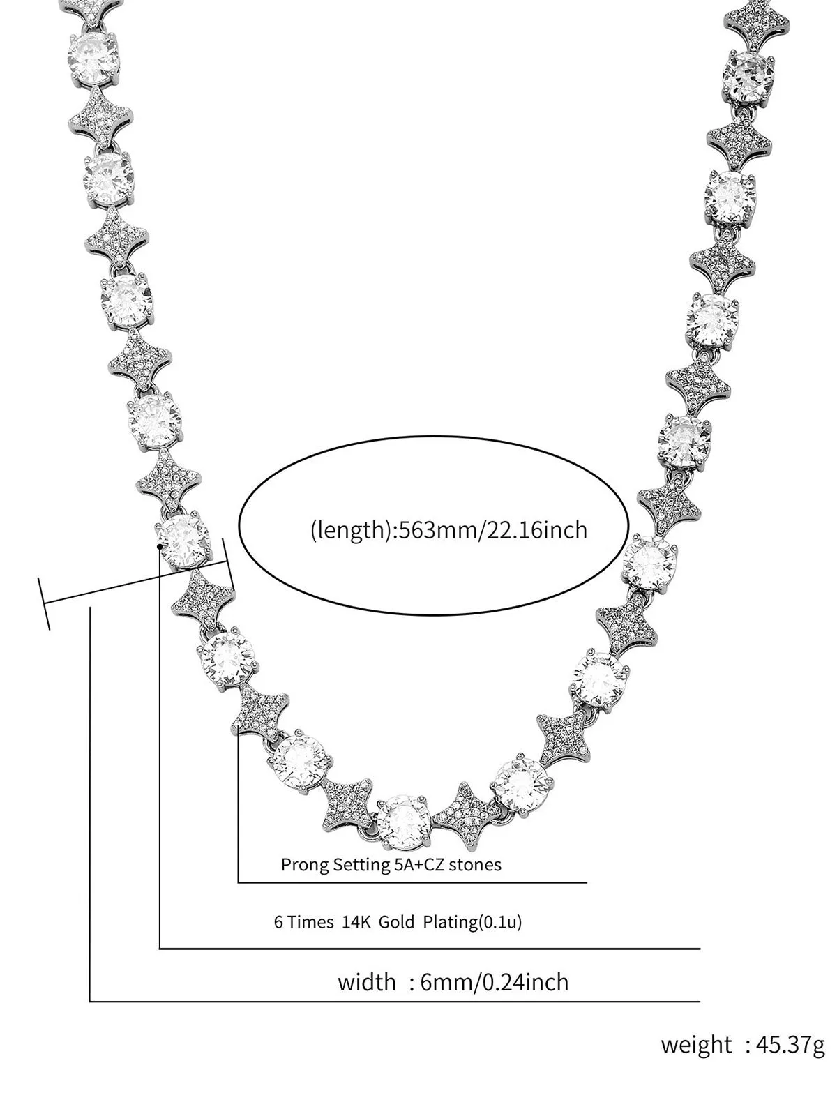 Zircon Star Chian Necklace sold by Thesupermade product image thumbnail 3