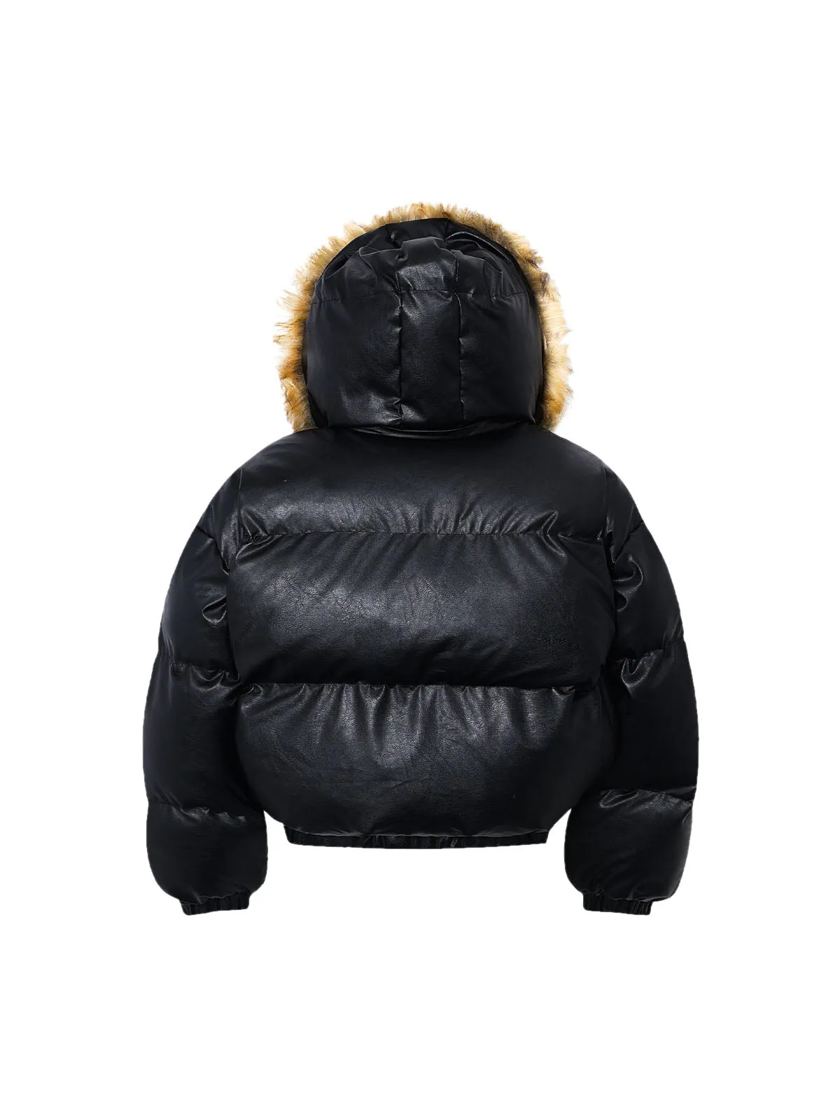 PU Leather Windproof Fur Hooded Jacket sold by Thesupermade product image thumbnail 2