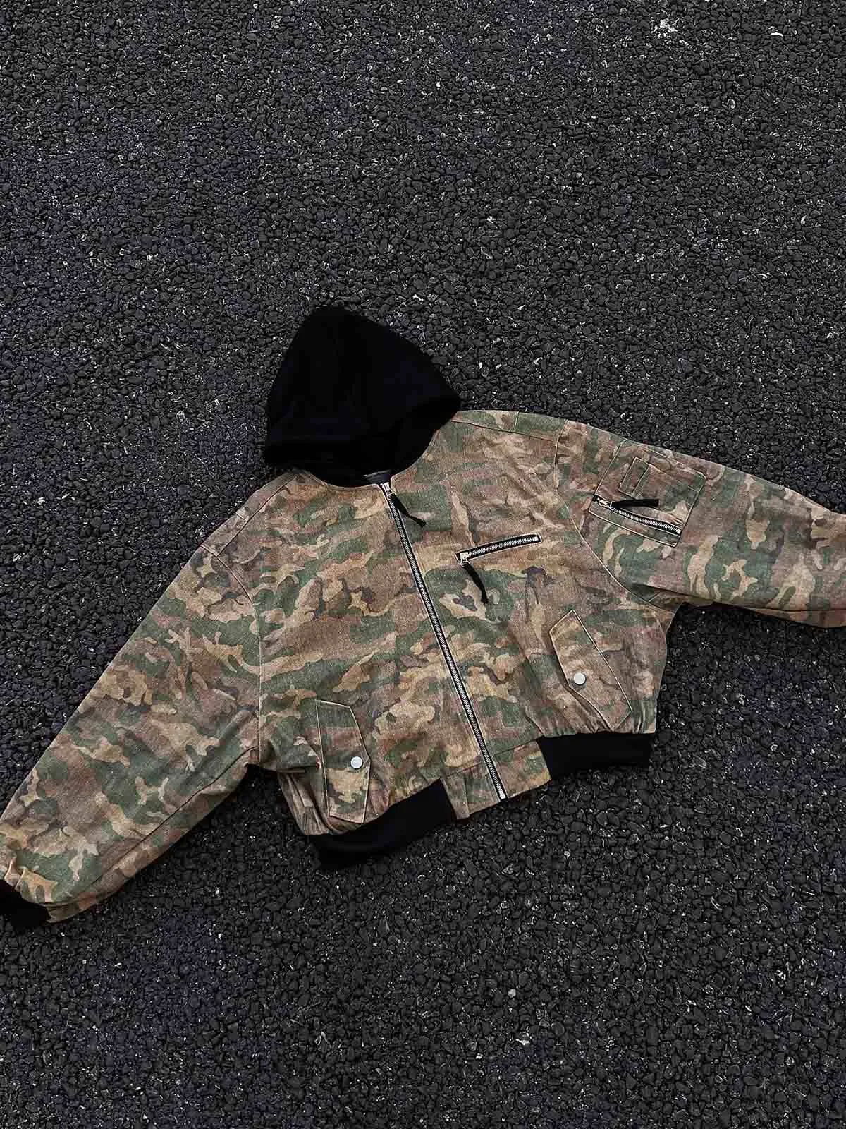 Camouflage Faux Two-Piece Hooded Jacket sold by Thesupermade product image thumbnail 5