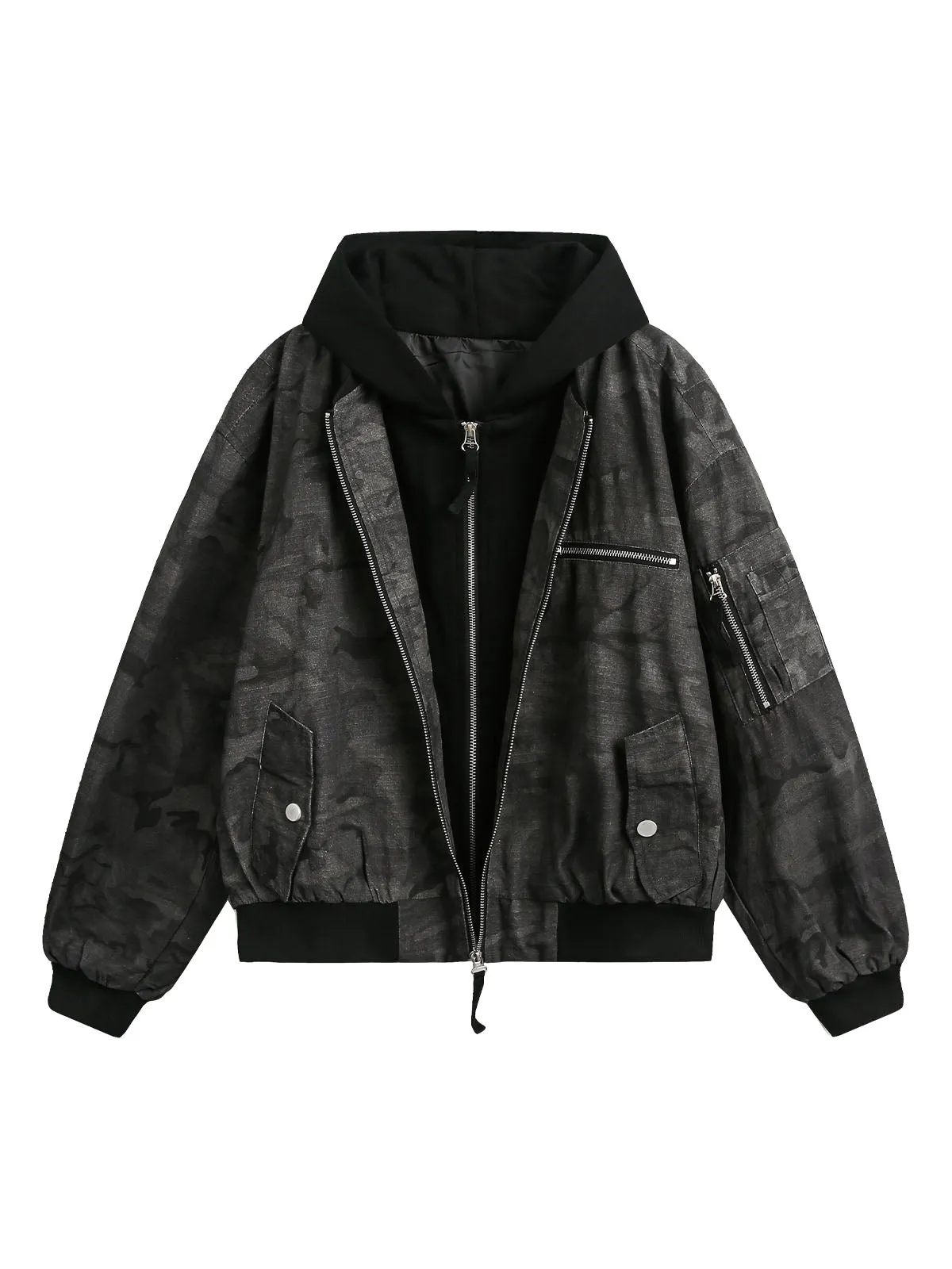 Camouflage Faux Two-Piece Hooded Jacket sold by Thesupermade product image thumbnail 2