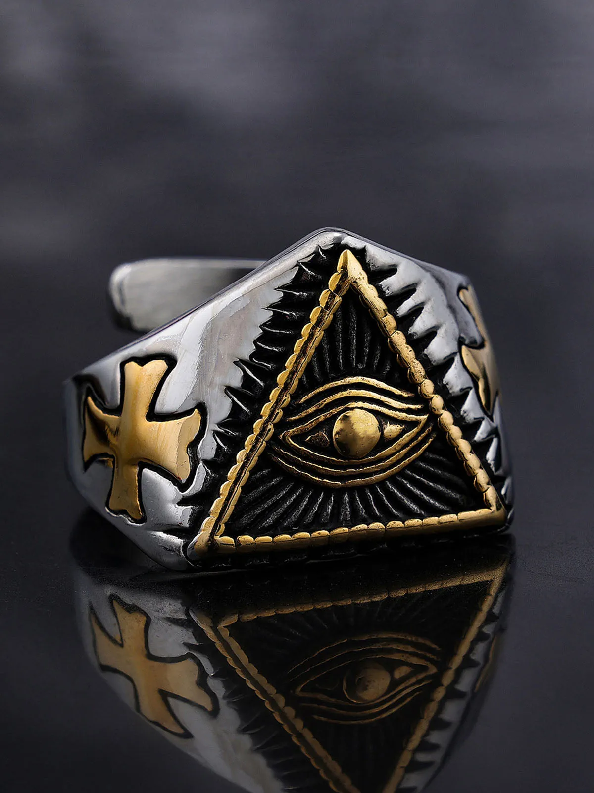Triangle Eye Steel Ring sold by Thesupermade product image thumbnail 5