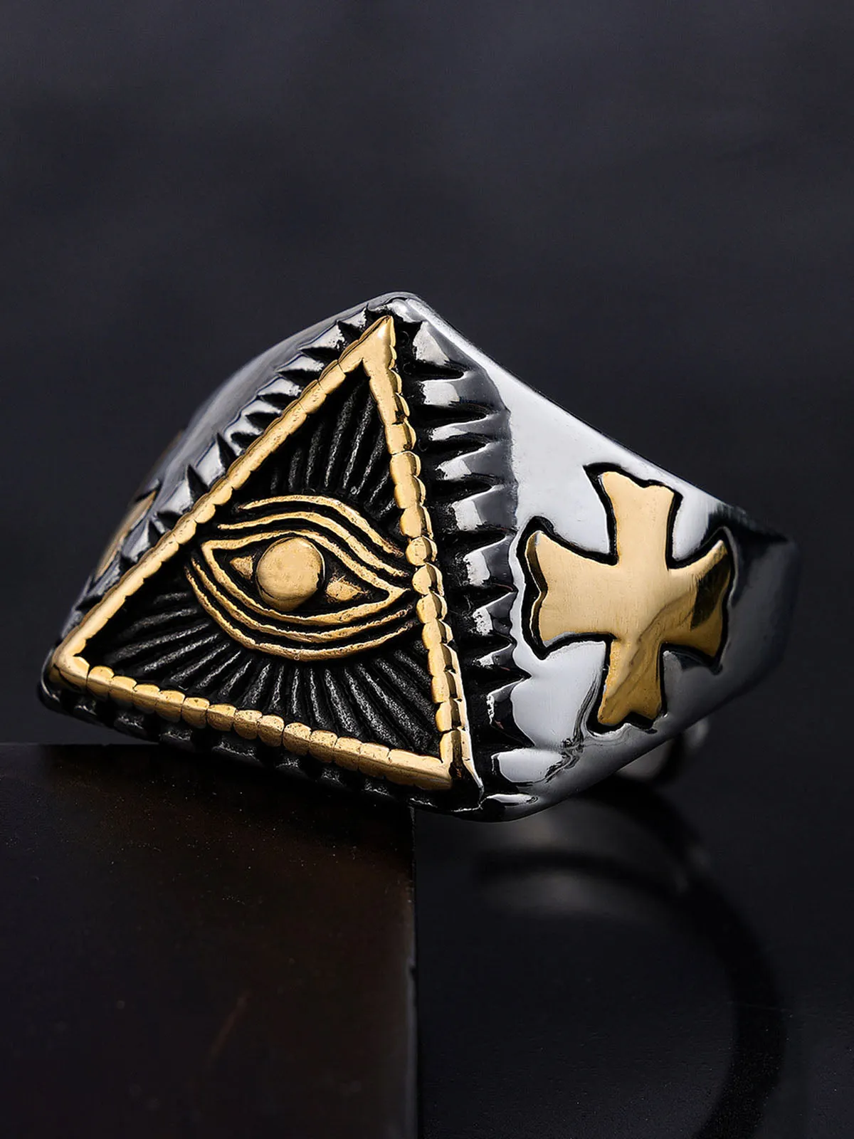 Triangle Eye Steel Ring sold by Thesupermade product image thumbnail 2