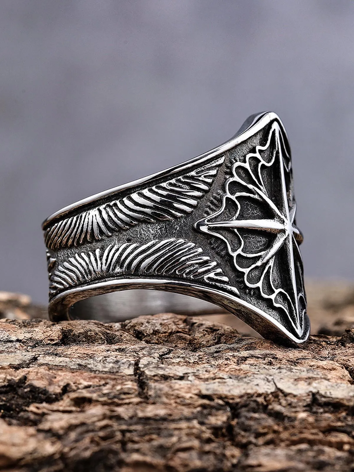 Star Engrave Steel Ring sold by Thesupermade product image thumbnail 5