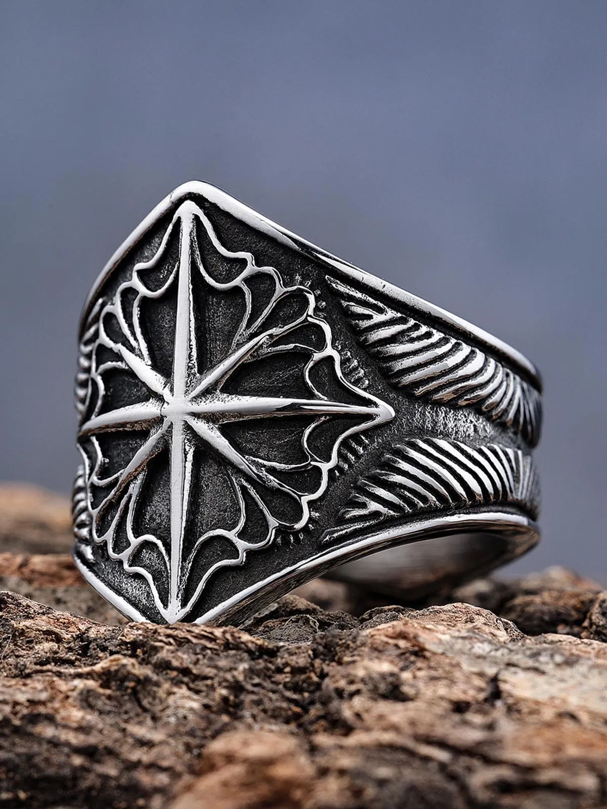 Star Engrave Steel Ring sold by Thesupermade product image thumbnail 3