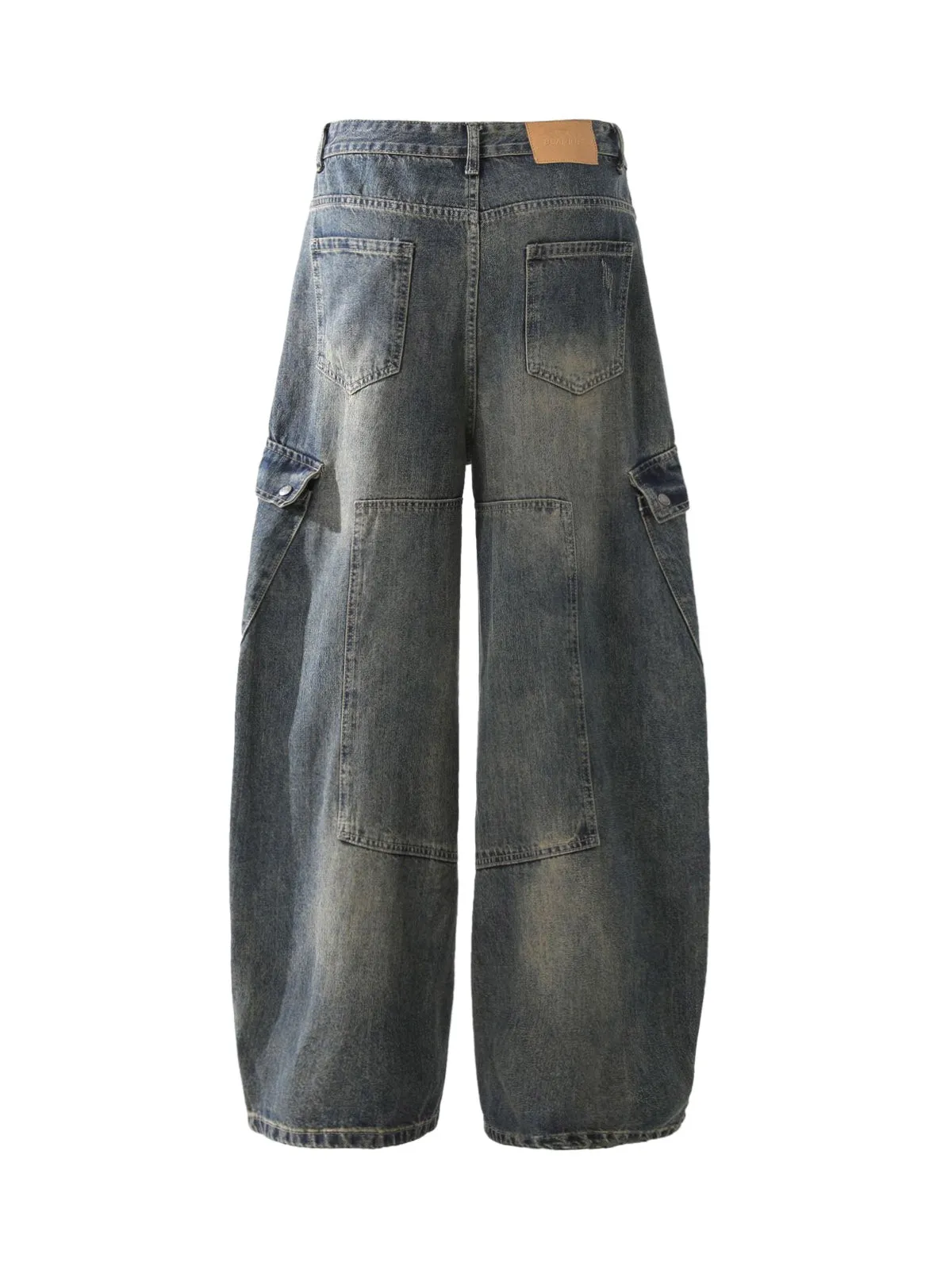 Washed Multi-Pocket Baggy Barrel Cargo Jeans sold by Thesupermade product image thumbnail 3