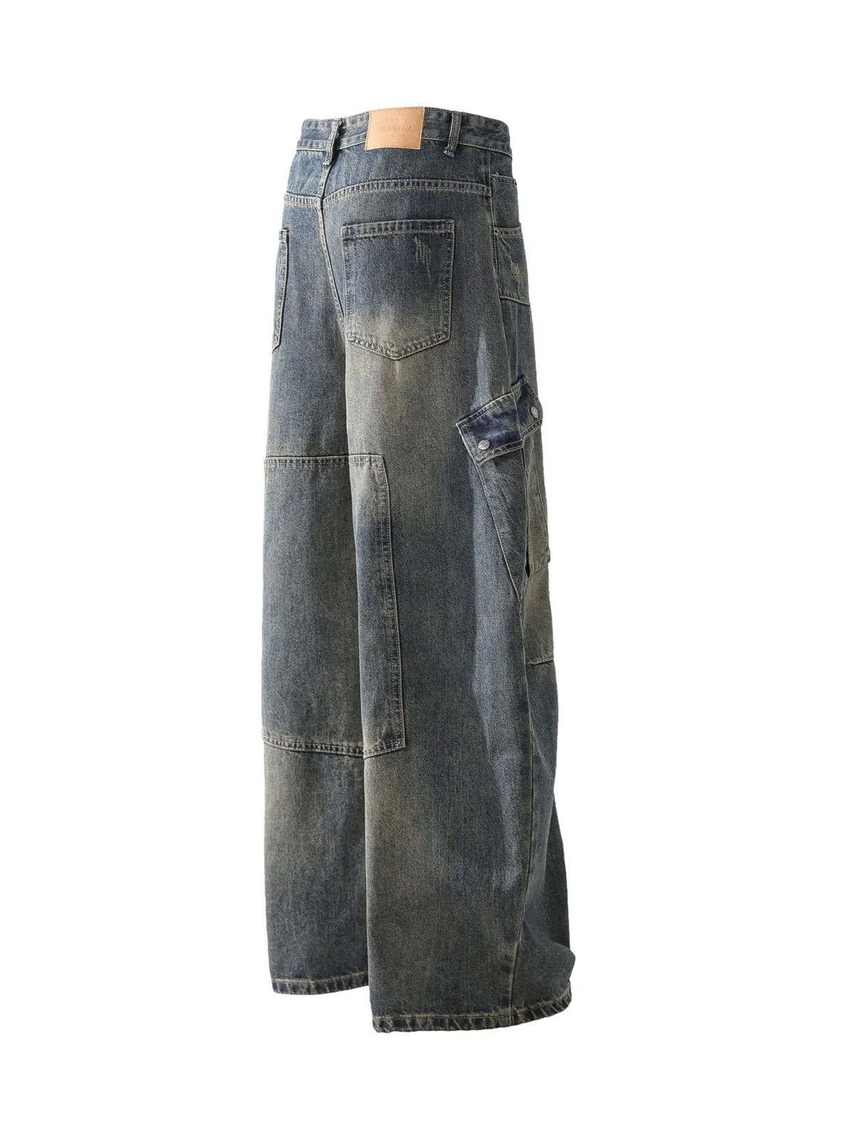 Washed Multi-Pocket Baggy Barrel Cargo Jeans sold by Thesupermade product image thumbnail 4