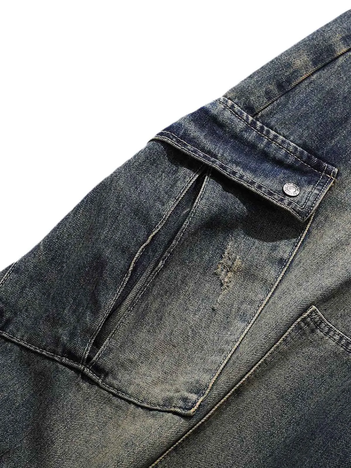 Washed Multi-Pocket Baggy Barrel Cargo Jeans sold by Thesupermade product image thumbnail 5