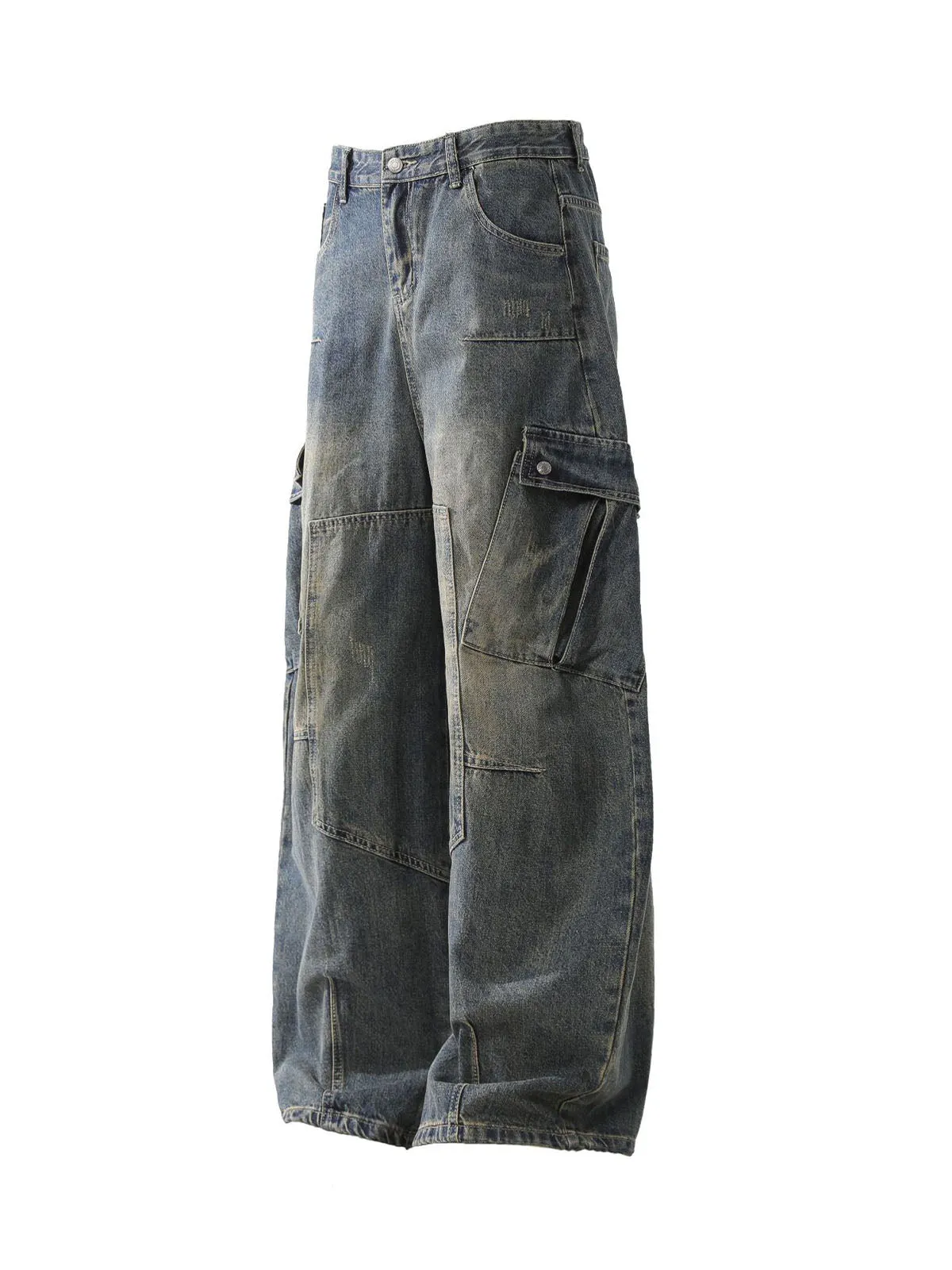 Washed Multi-Pocket Baggy Barrel Cargo Jeans sold by Thesupermade product image thumbnail 2