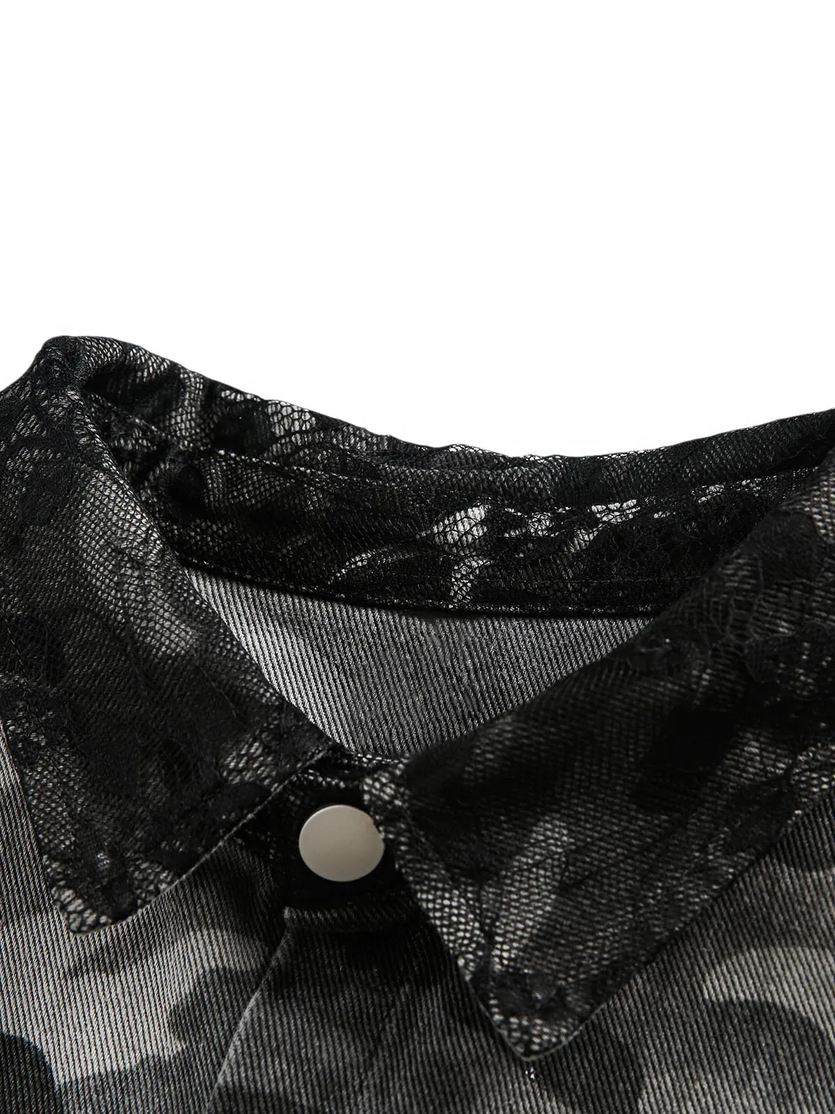 Camouflage Ripped Lace Denim Shirt sold by Thesupermade product image thumbnail 4