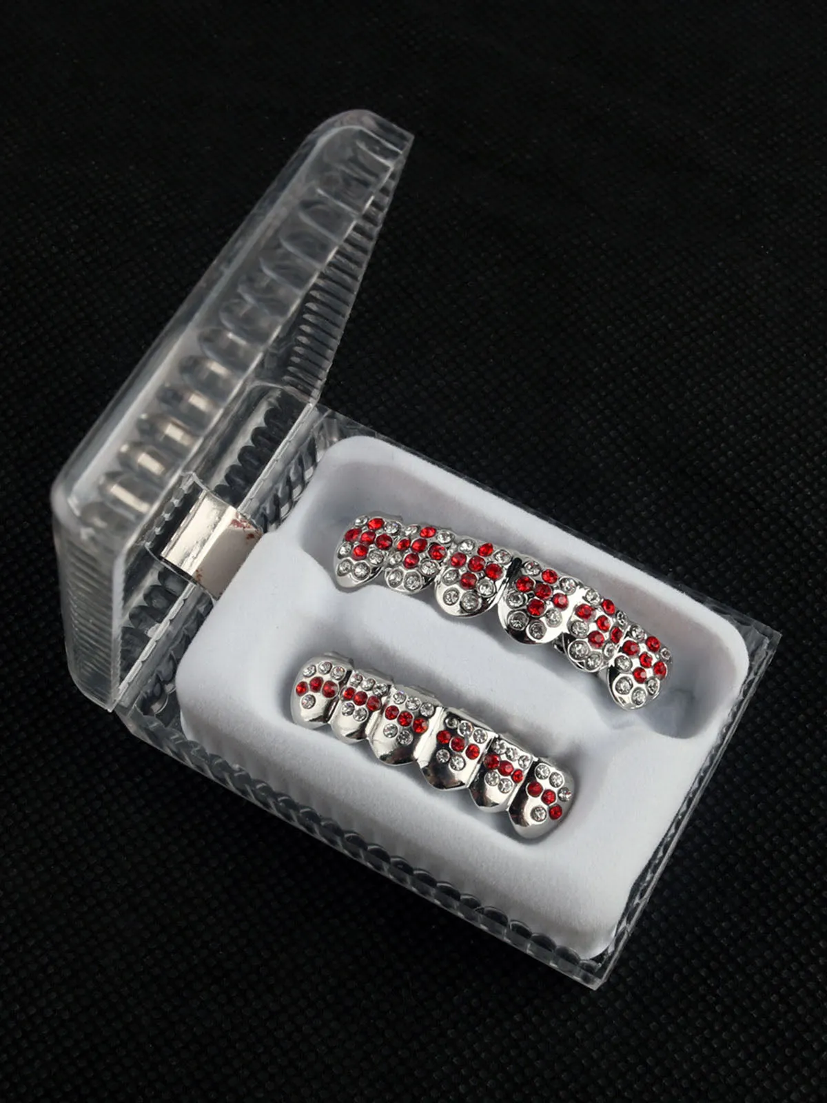 Red Zircon Silver Plated Teeth Braces sold by Thesupermade product image thumbnail 5