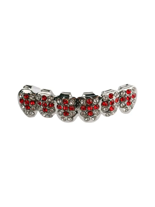 Red Zircon Silver Plated Teeth Braces sold by Thesupermade