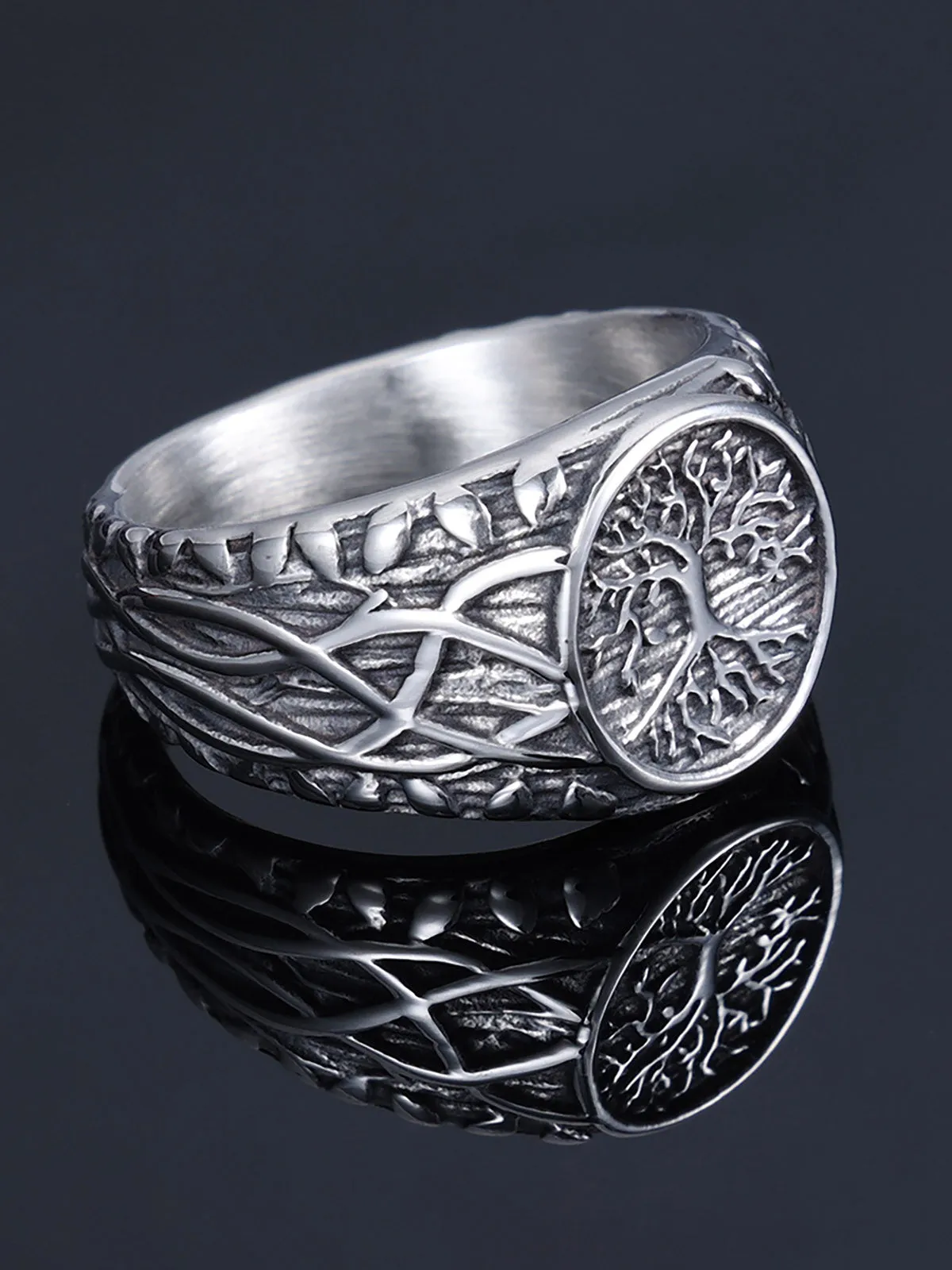 Tree Of Life Vine Stainless Steel Ring sold by Thesupermade product image thumbnail 2