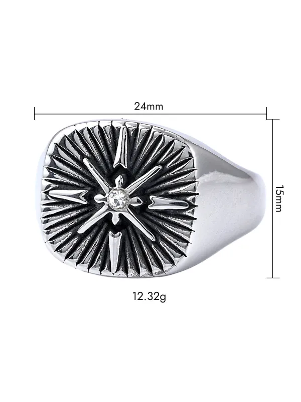Vinatege Nordic Navigator Compass Cross Ring sold by Thesupermade
