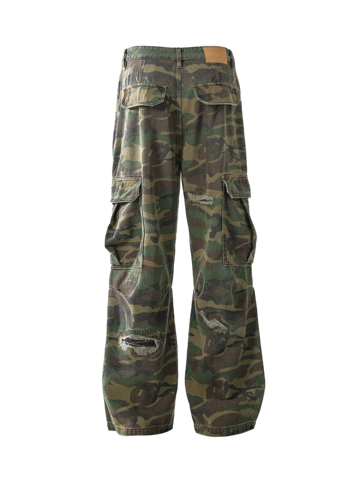 Woven Ripped Camouflage Flared Cargo Pants - 2410 sold by Thesupermade product image thumbnail 3