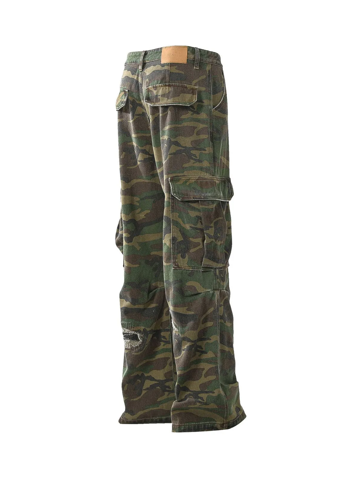 Woven Ripped Camouflage Flared Cargo Pants - 2410 sold by Thesupermade product image thumbnail 4