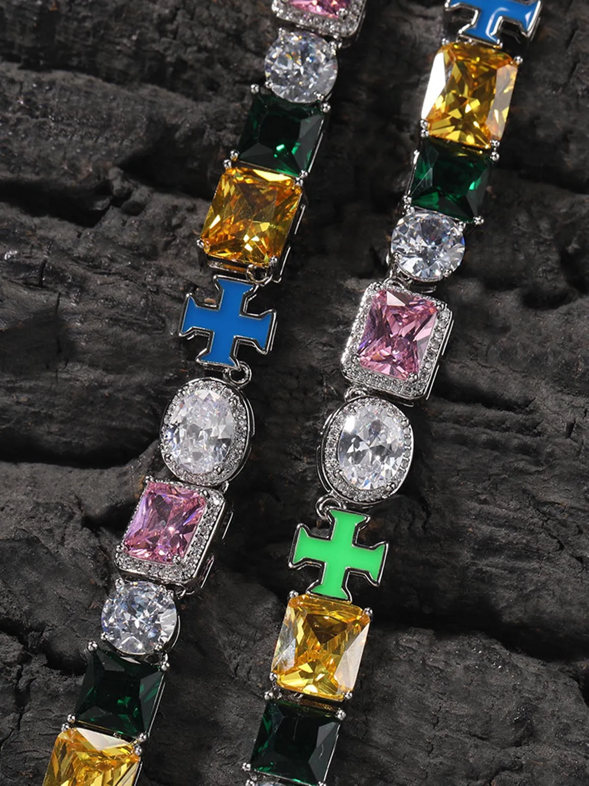 Colorful Zircon Evil Eye Cross Necklace sold by Thesupermade product image thumbnail 5