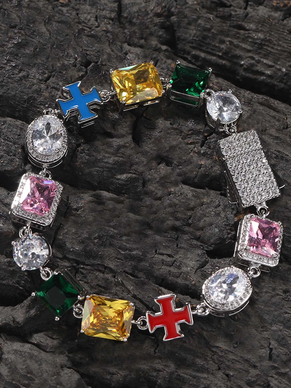 Colorful Zircon Evil Eye Cross Necklace sold by Thesupermade product image thumbnail 2