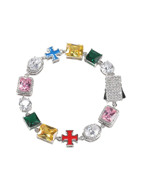 Colorful Zircon Evil Eye Cross Necklace sold by Thesupermade