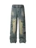 Washed Distressed Multi-Pocket Cargo Jeans sold by Thesupermade