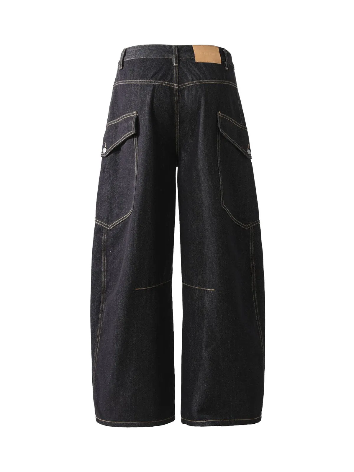Multi-Pocket Deconstructed Washed Barrel Cargo Jeans sold by Thesupermade product image thumbnail 3
