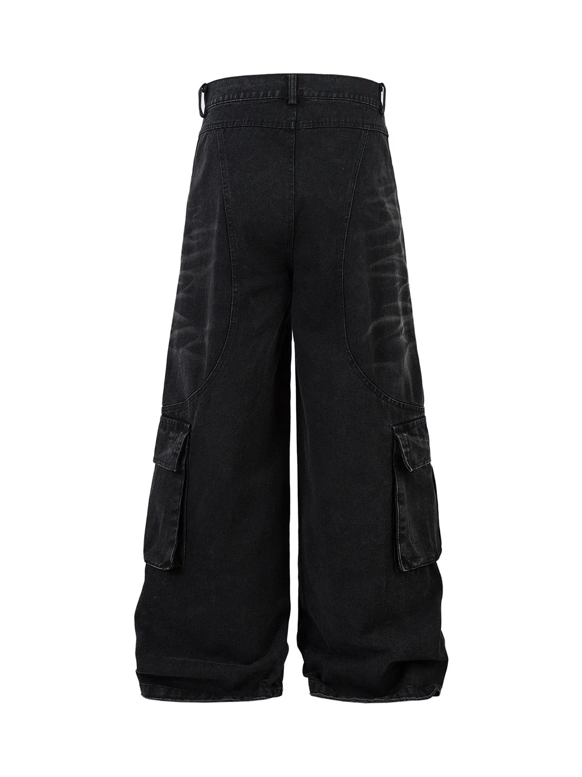 Washed Distressed Multi-Pocket Cargo Jeans sold by Thesupermade product image thumbnail 2