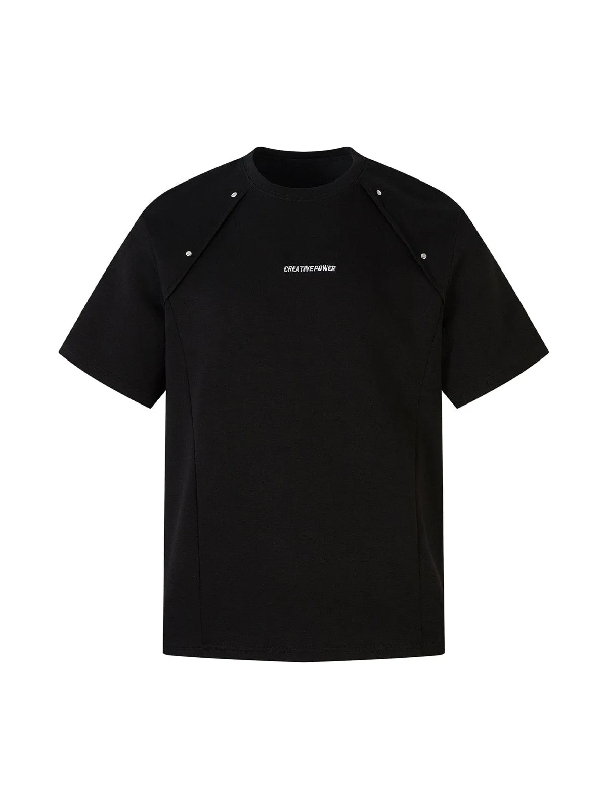 Retro Rivet Letter Embroidered T-shirt sold by Thesupermade