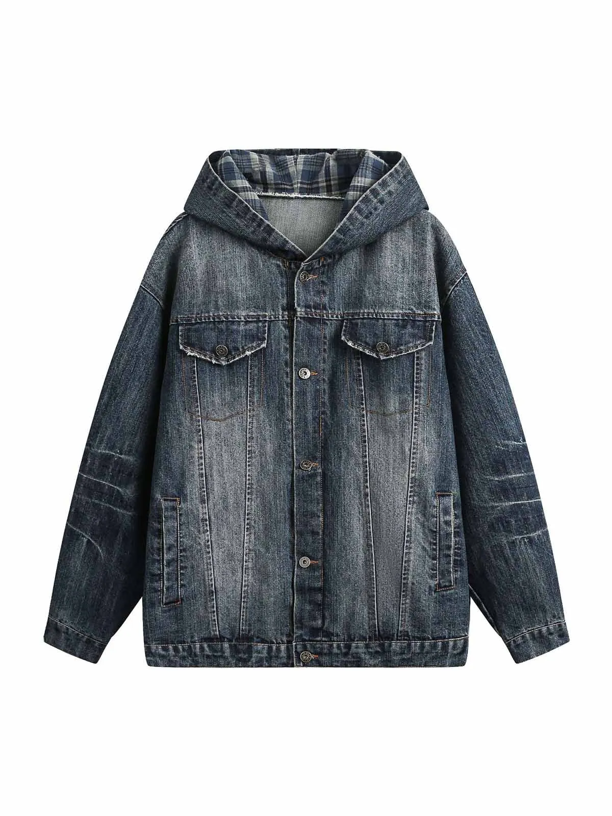 Retro Washed Workwear Denim Hooded Jacket sold by Thesupermade