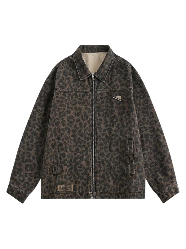 Vintage Washed Cheetah Denim Jacket sold by Thesupermade