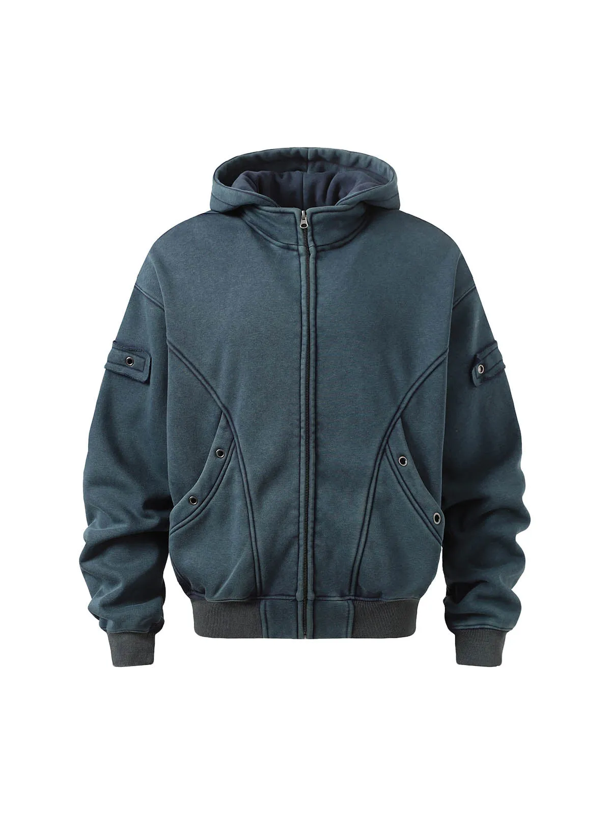 Wasteland Style Washed Zipper Up Sweatshirt sold by Thesupermade product image thumbnail 3